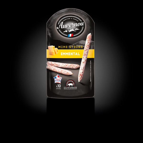 Mini sticks emmental : saucisson sèche de la marque Auvernou